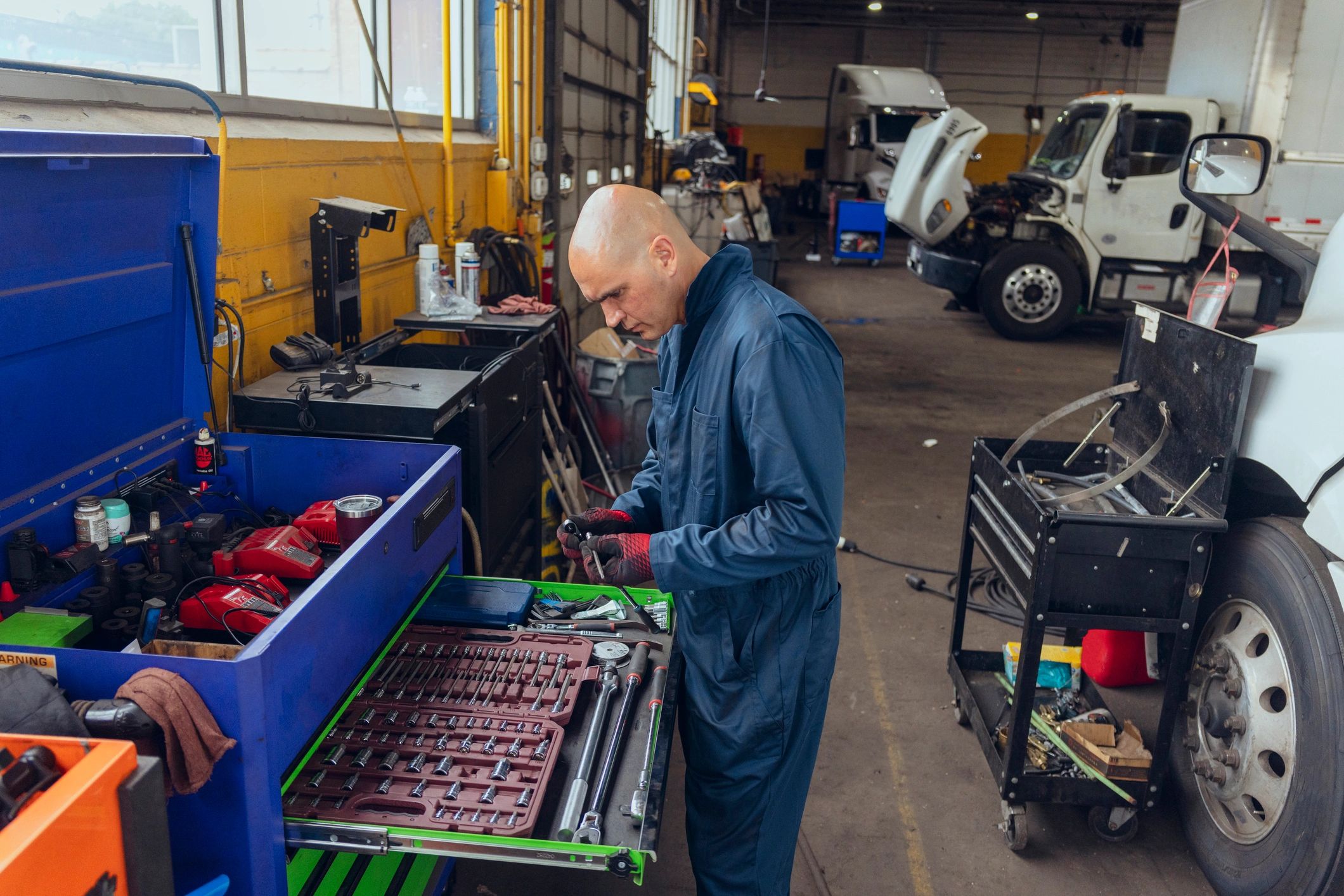 Maintenance professional preparing tools for rapid-response support